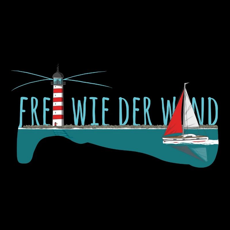 Frei wie der wind - Segelyacht mit Leuchtturm