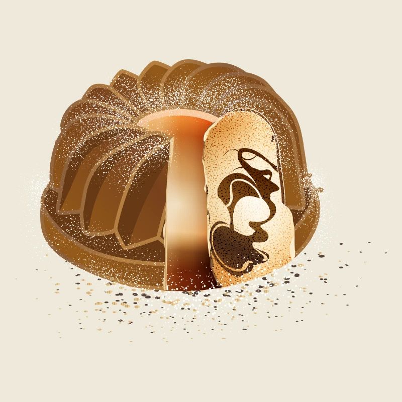 The popular marble cake with powdered sugar