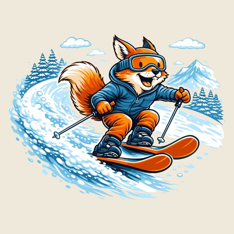 Funny Ski Fox – Motif comique d’hiver