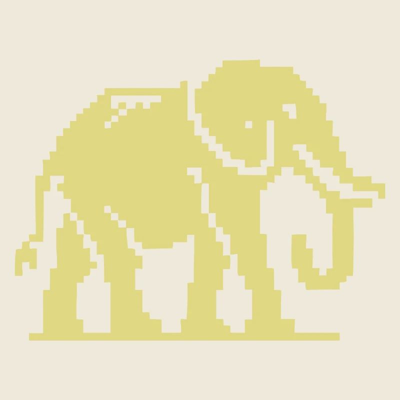 Pixel Elephant Jaune Rétro