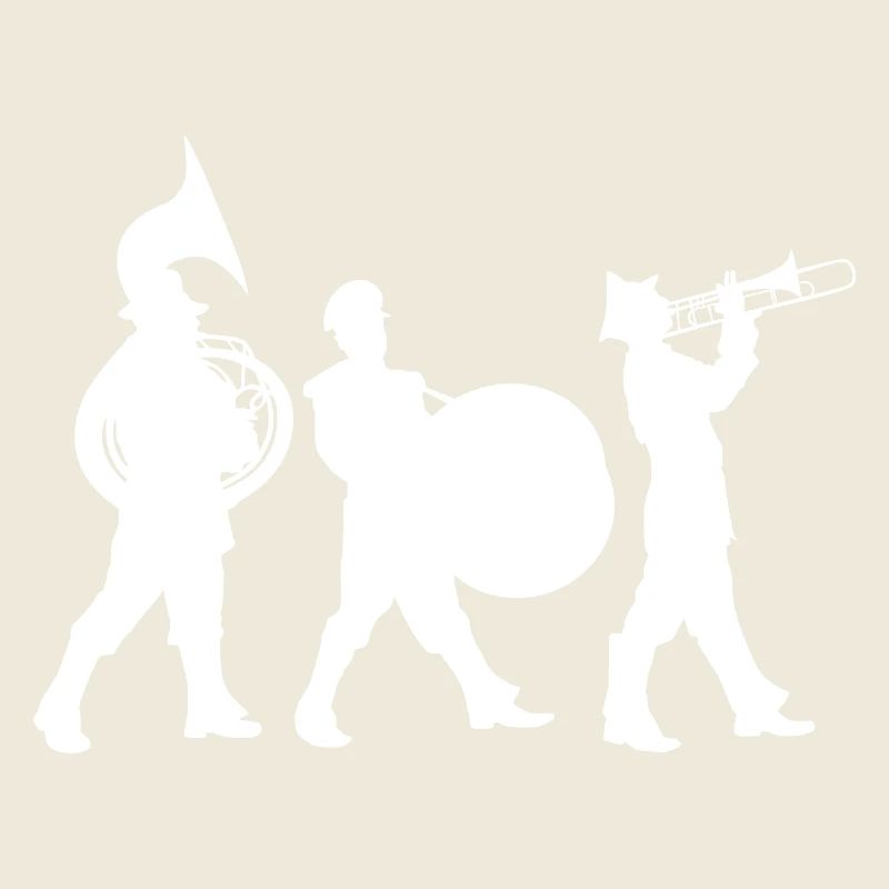 Blaskapellen-Silhouetten auf der Straße