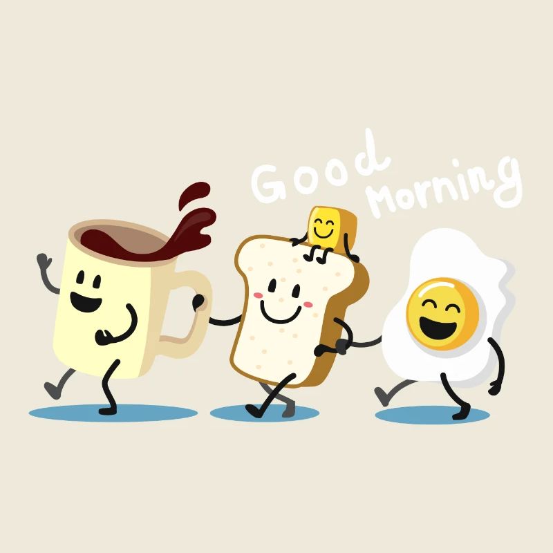 Good morning, breakfast coffee toast & fried