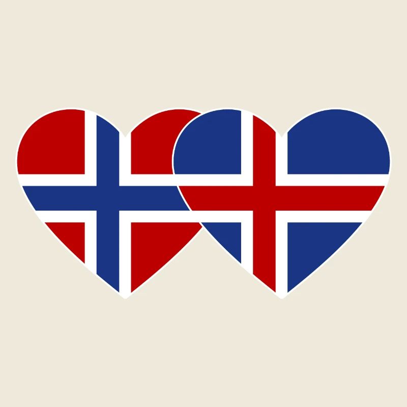 Norwegen Island Flagge Herz