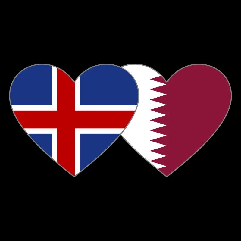 Island Katar Flagge Herz