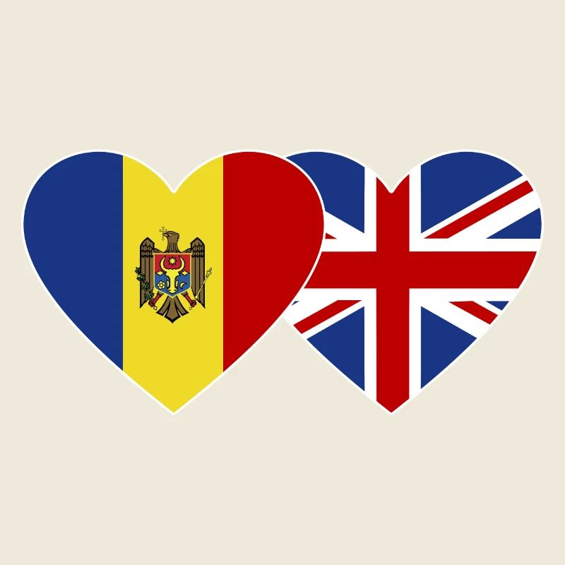 Moldova England Flag Heart