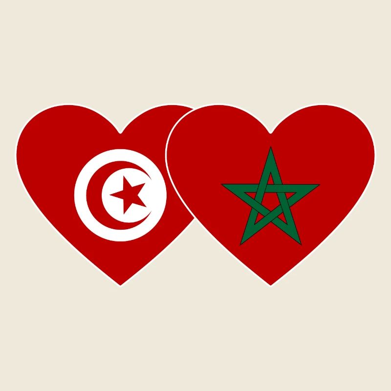 Tunisie Maroc Drapeau Coeur