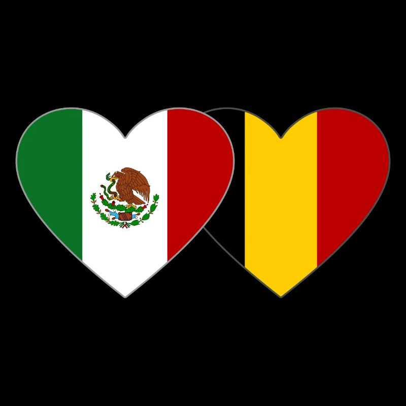 Mexiko Belgien Flagge Herz