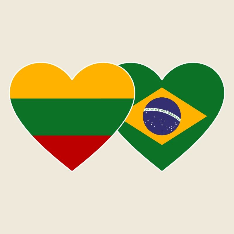 Litauen Brasilien Flagge Herz