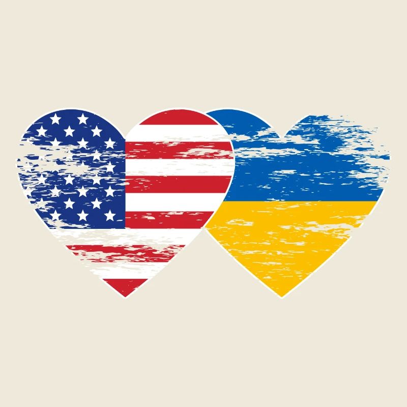 USA Ukraine Flagge Herz used
