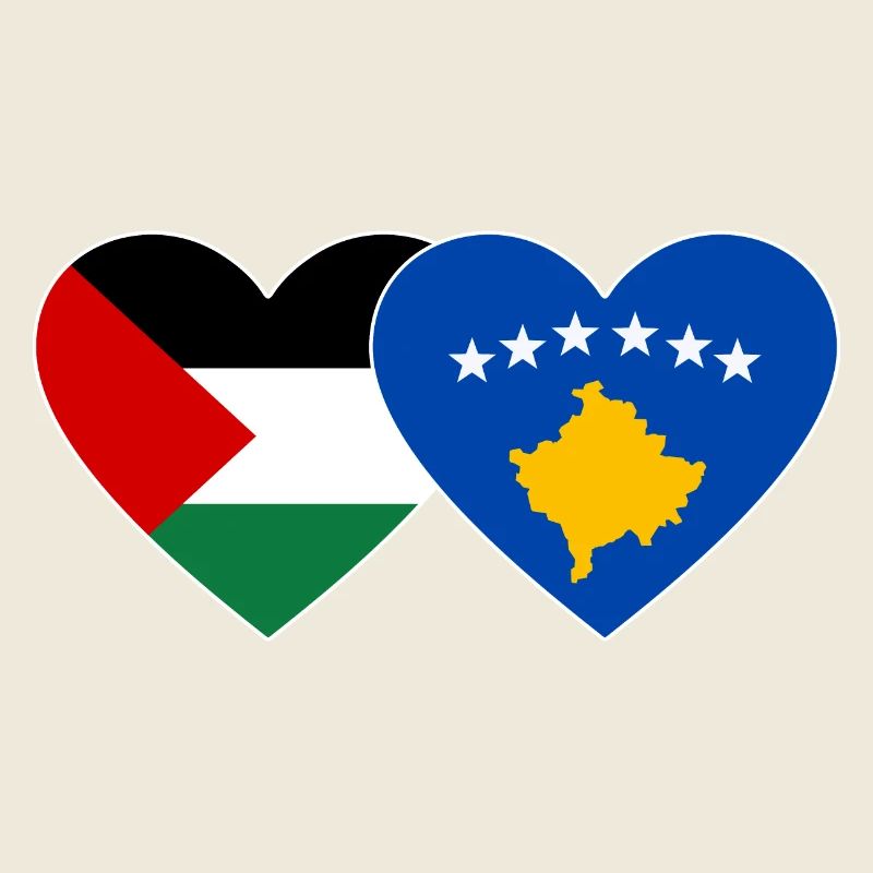 Palestine Kosovo drapeau coeur
