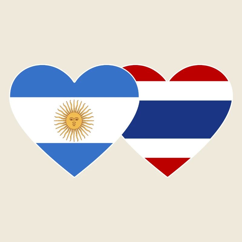 Argentine Thaïlande Drapeau Coeur