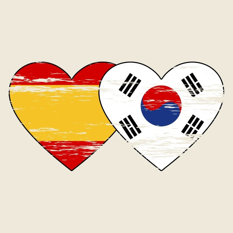 Spanien Südkorea Flagge Herz used