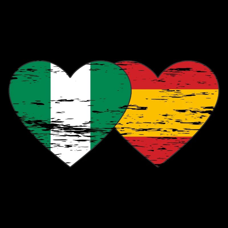 Nigeria Spanien Flagge Herz used