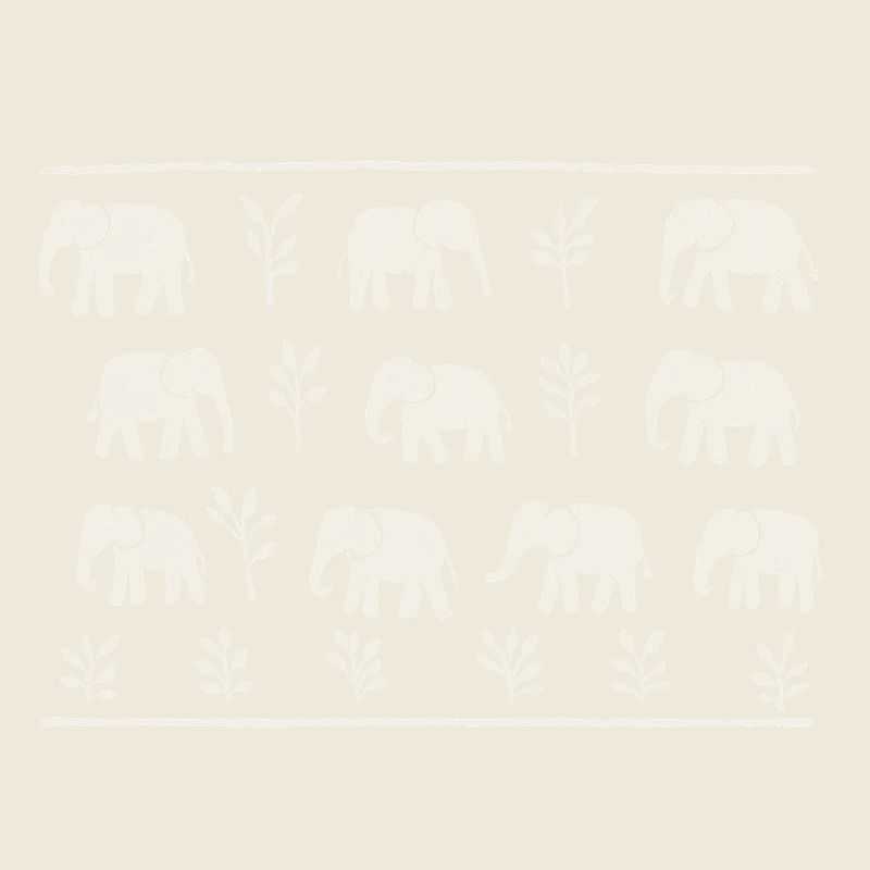 Elephants and repetitive black and white foliage