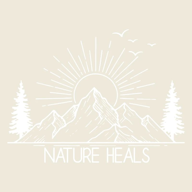 Sunrise Mountain Nature Illustration