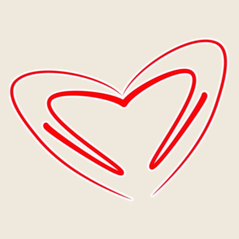 Neon Red Sketched Heart
