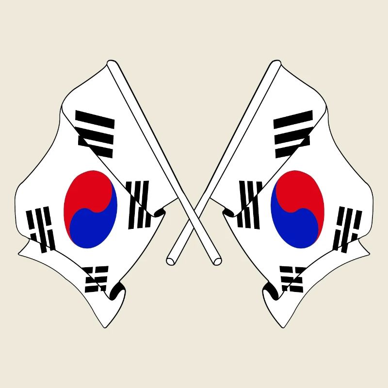 Two flags crossed of South Korea
