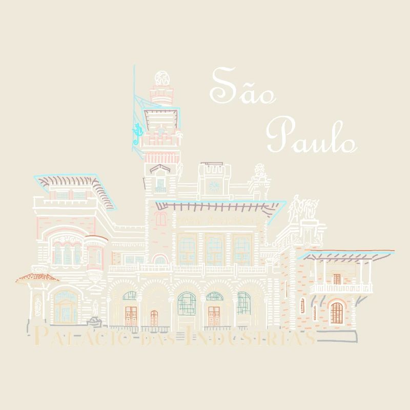 Sao Paulo Brésil Dessin Palais de l’Industrie