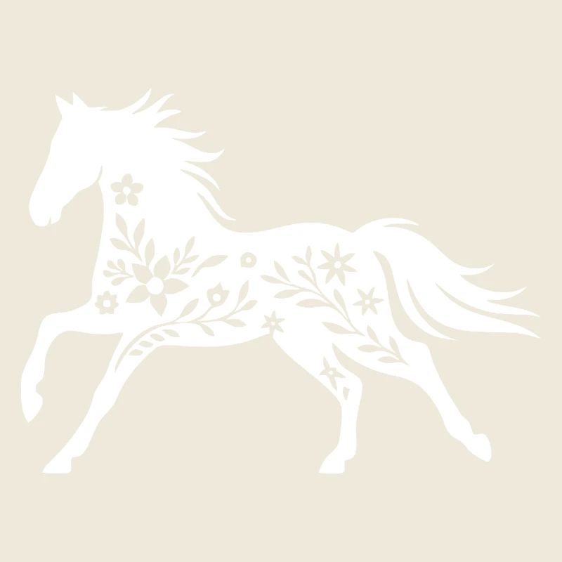 Élégante silhouette de cheval floral