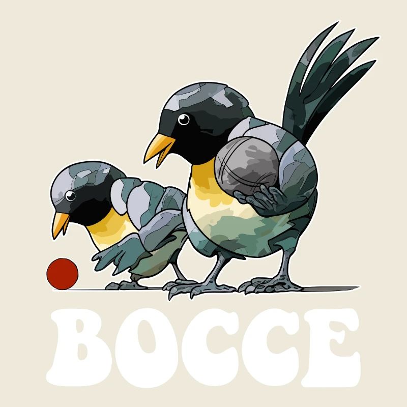 Boccespieler Spruch Ball Vogel mit Jack Bocci