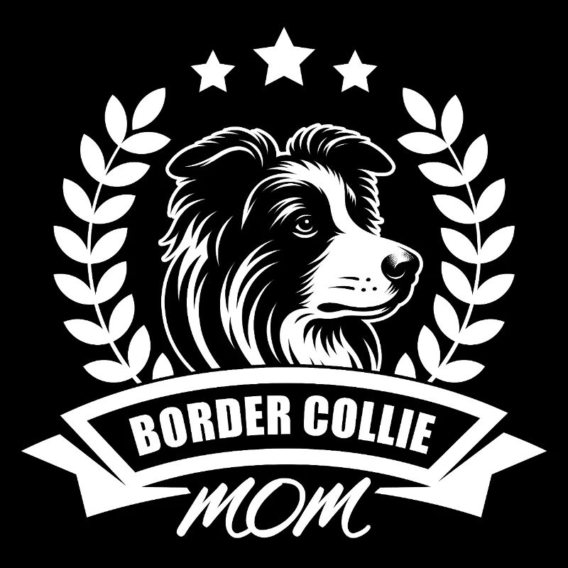 « Border Collie Mom » avec bannière et couronne de blé