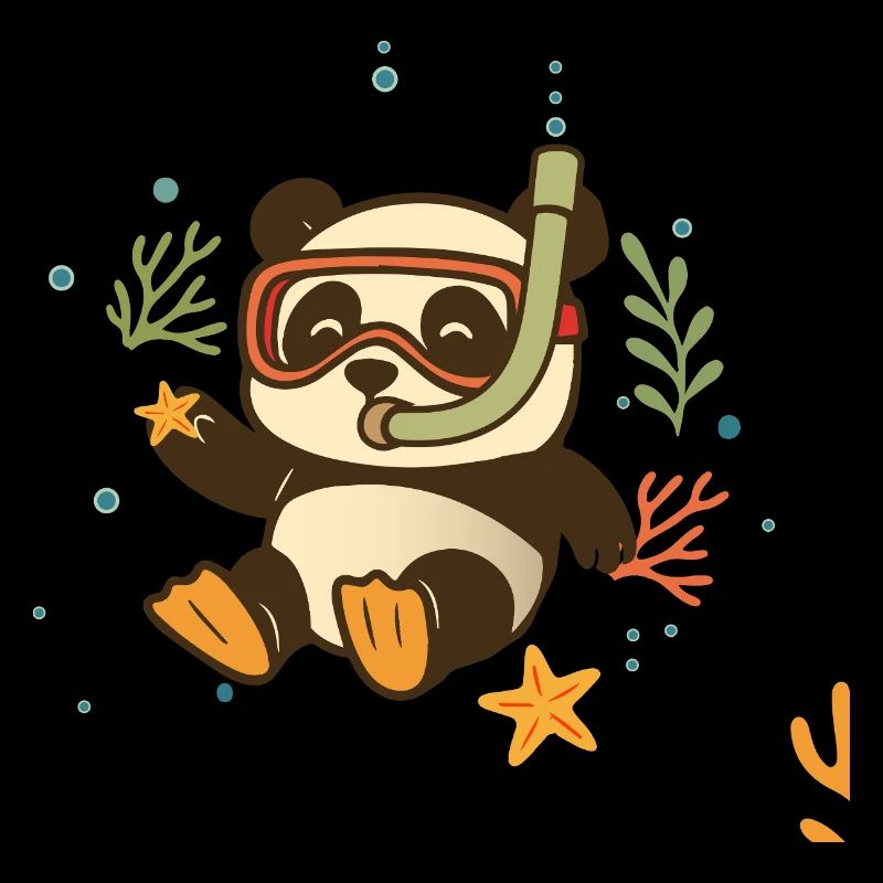 Schnorchelnder Panda im Meer