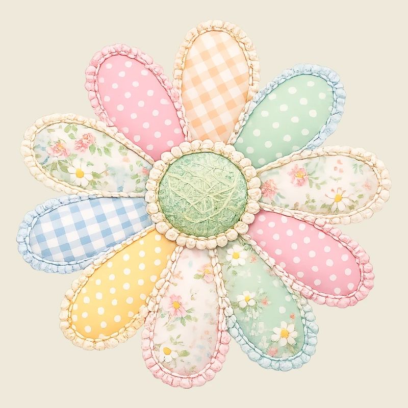 Bunte Blume Patchwork Vintage Cottagecore Design