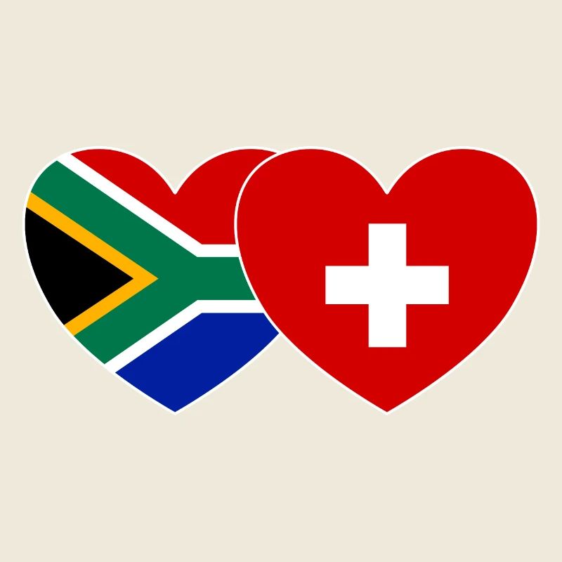 Afrique du Sud Suisse Flag Heart