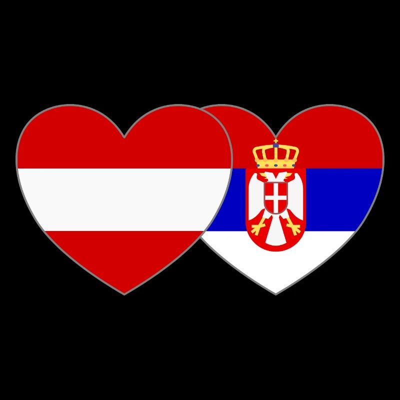 Autriche Serbie Drapeau Cœur