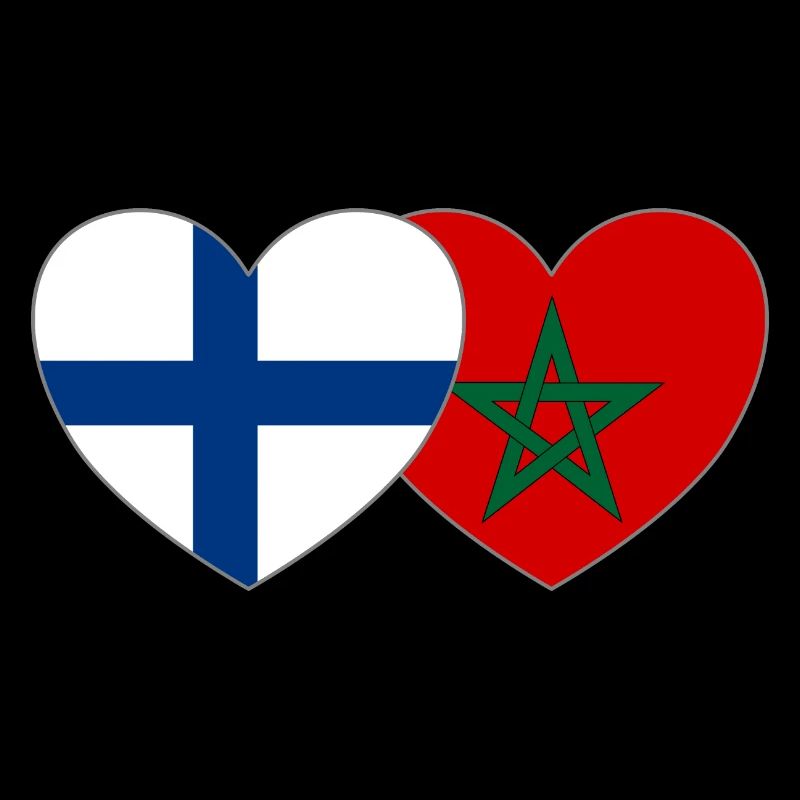 Finlande Maroc Drapeau Coeur