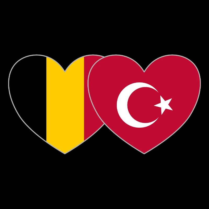 Belgium Turkey Flag Heart