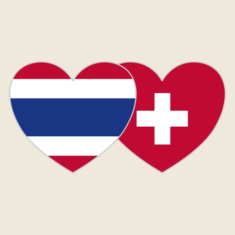 Thaïlande Suisse Flag Heart