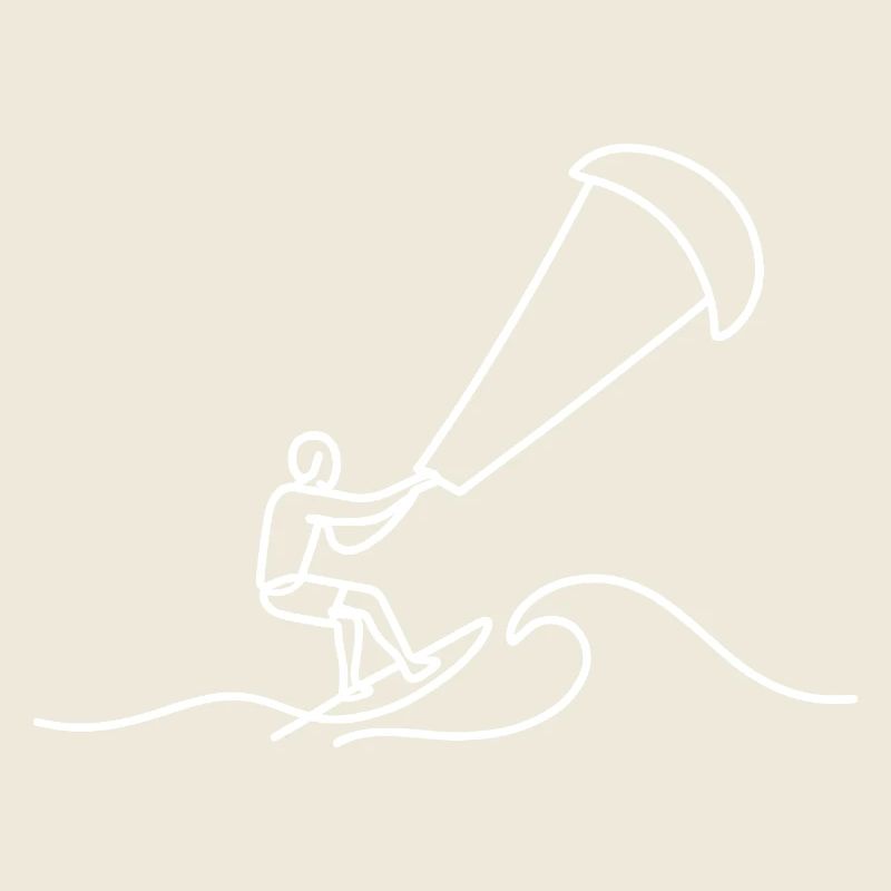 Kitesurfer Sketch – Minimalist Wave Motif