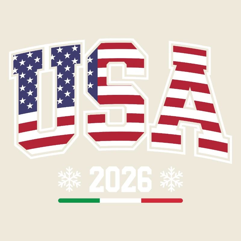 USA 2026 Flag and Snowflakes
