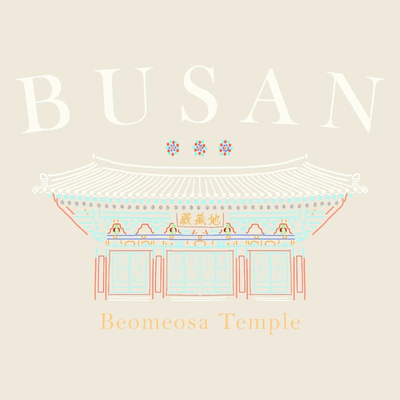 Busan, Corée du Sud, Temple dessiné à la main