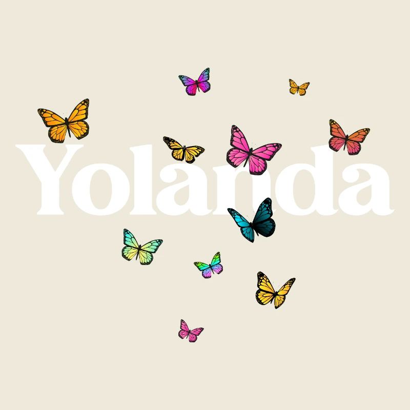 Schöner Mädchenname mit Schmetterlingen YOLANDA