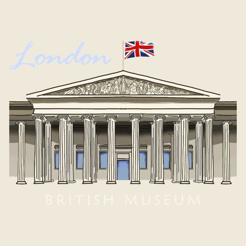 British Museum de Londres, dessiné à la main