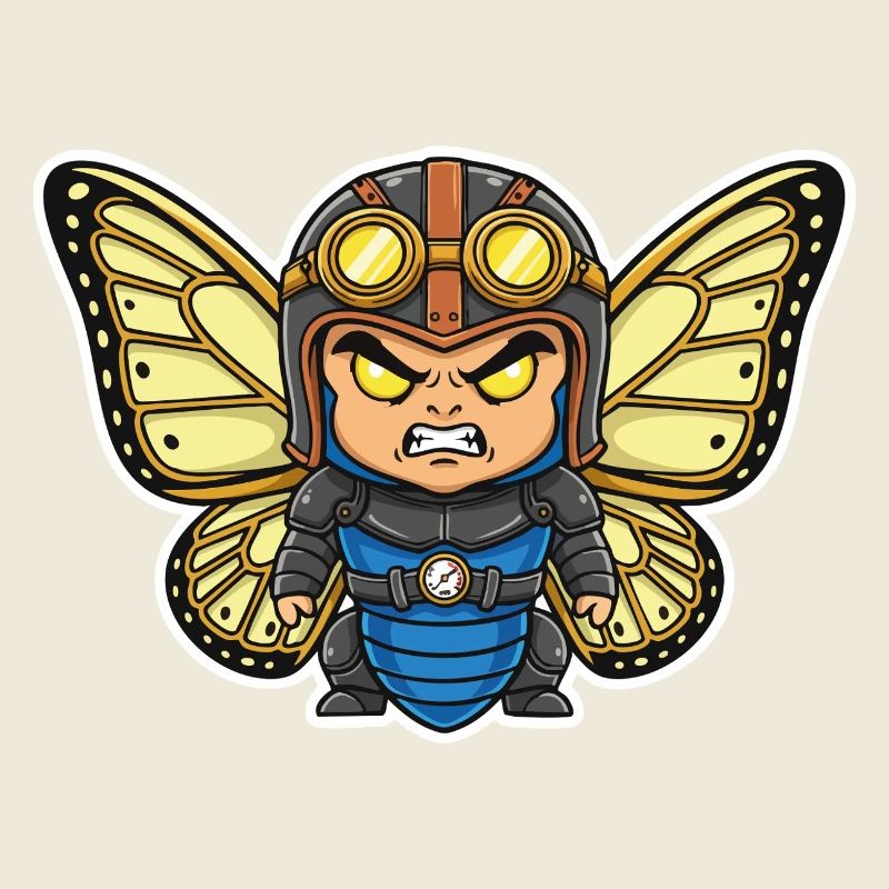 Papillon Aviateur Steampunk Armure Bleue