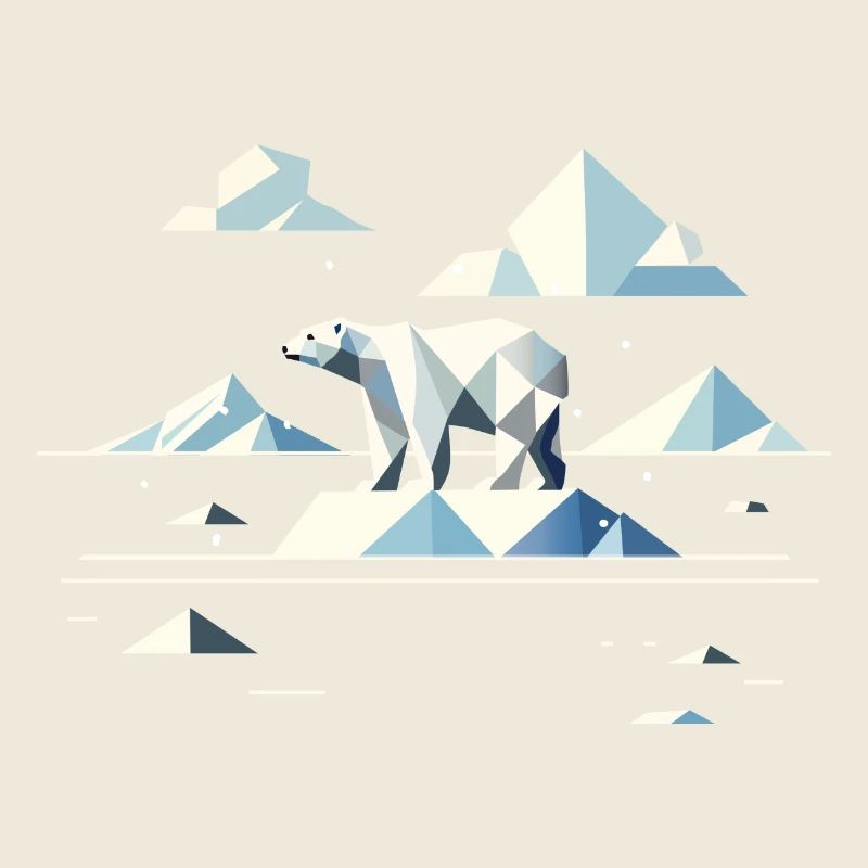 Geometrischer Eisbär auf Eisscholle–Arktische Ruhe