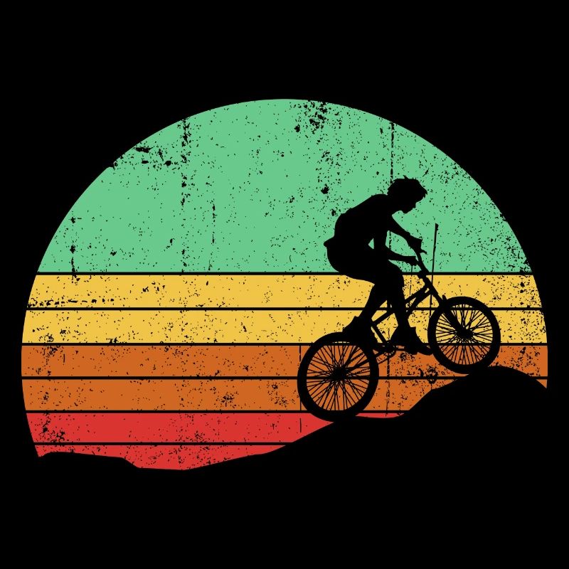 Silhouette de cycliste rétro au coucher du soleil