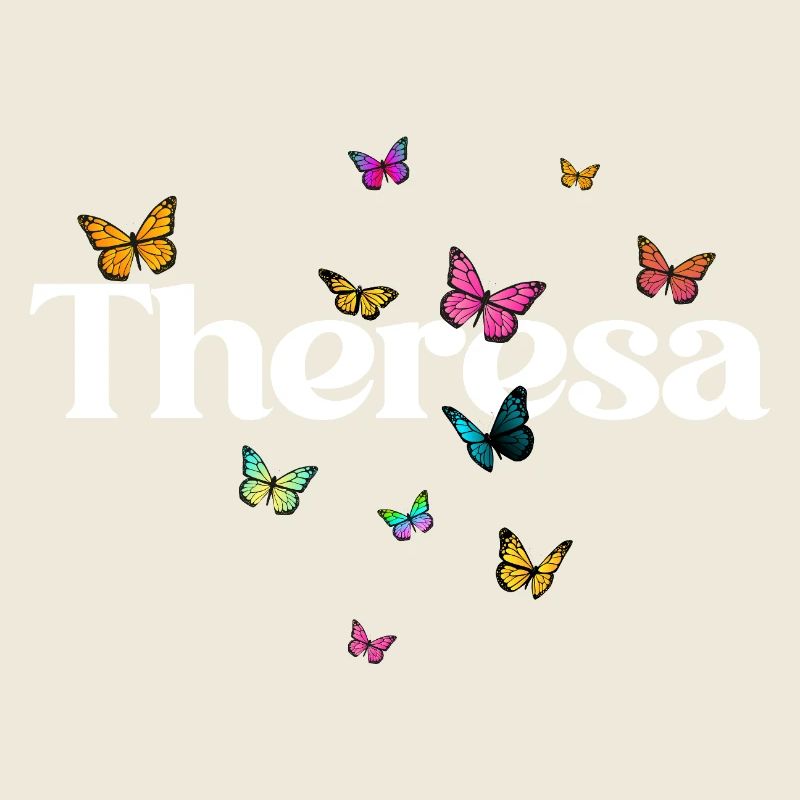 Schöner Mädchenname mit Schmetterlingen THERESA