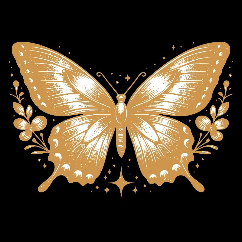 Papillon doré floral vintage