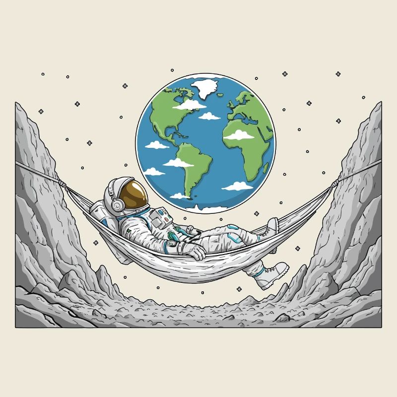 Astronaute Espace Hamac Lune Terre Repos