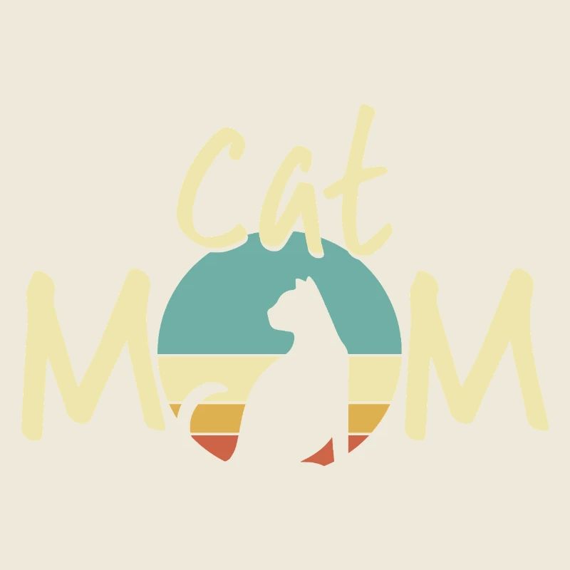 Cat Mom Sunset Illustration - Kitten Lover Gift