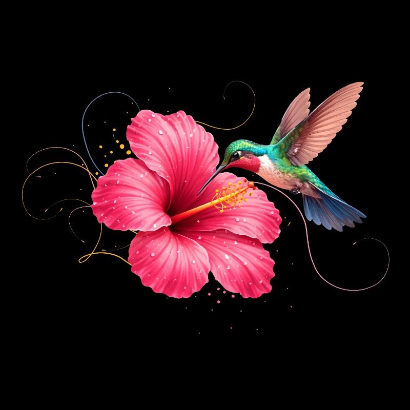 Kolibri an Hibiskusblüte 