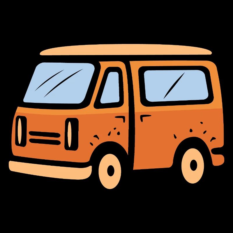 Retro Camper Van Cartoon Illustration