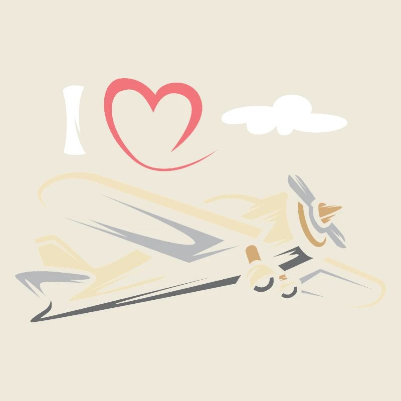 Flugzeug Liebe - Fliegerei und Piloten Symbol