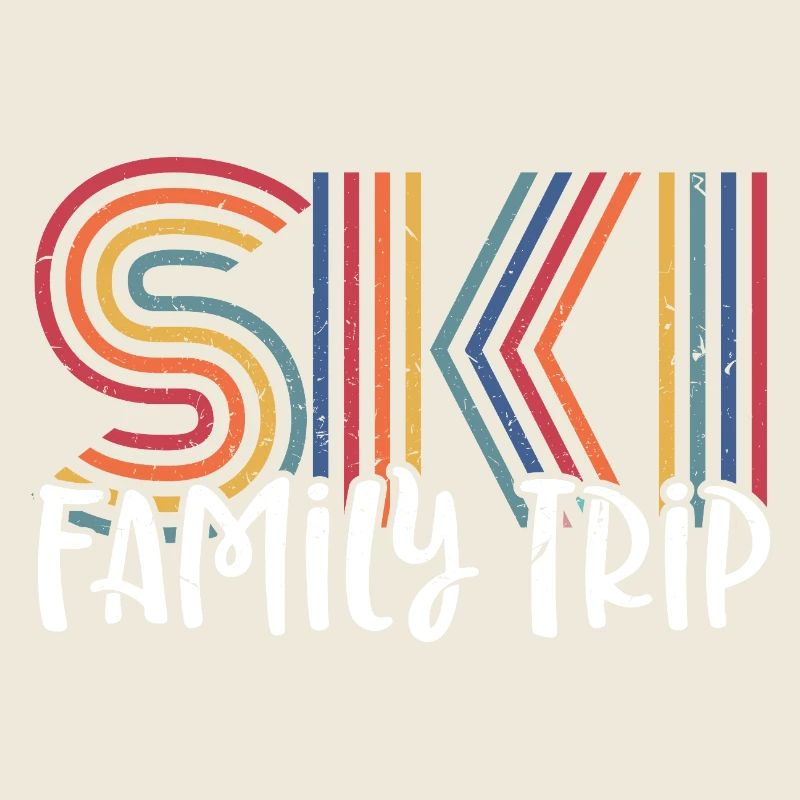 Family Ski TripVibrant Rainbow Stripes Design