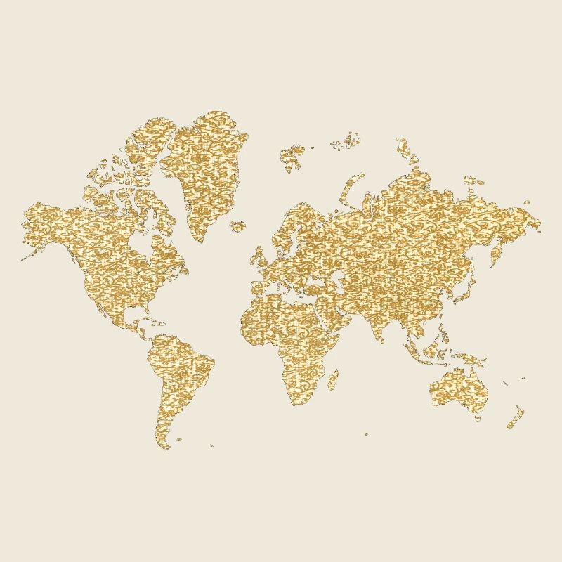 World Map Beige Floral Design