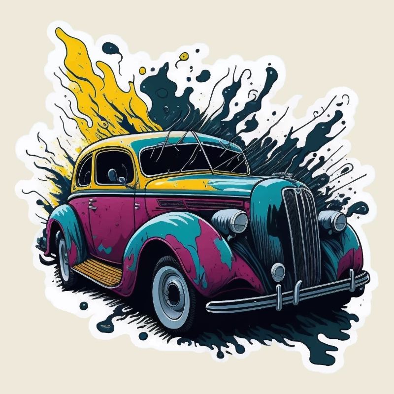 Éclaboussure de voiture vintage colorée